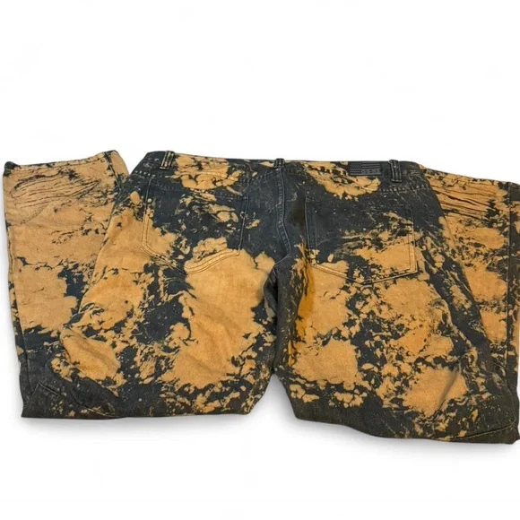 GS-115 Bleach-Splatter type Distressed Skinny Jeans - Denim Black & Tan - Picture 5 of 5